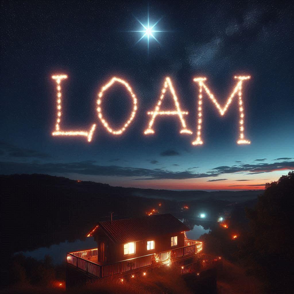 Le prenom loam ecrit dans le ciel avec une etoile allumee