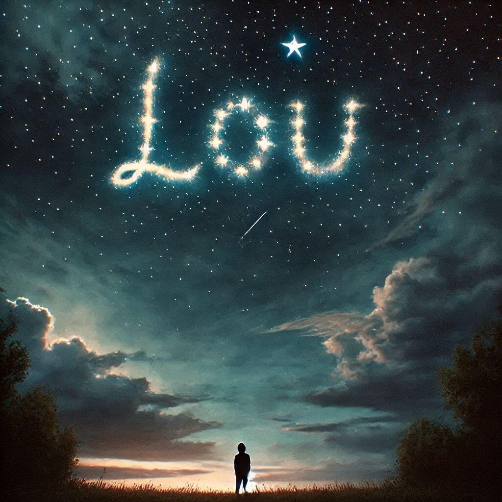 Le prenom lou ecrit dans le ciel avec une petite etoile allumee, origine et signification