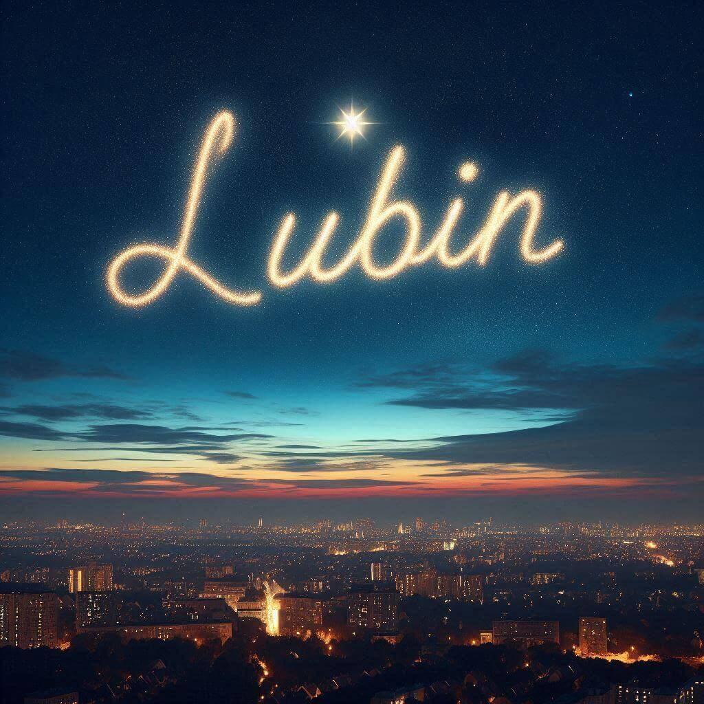 Le prenom lubin ecrit dans le ciel avec une petite etoile