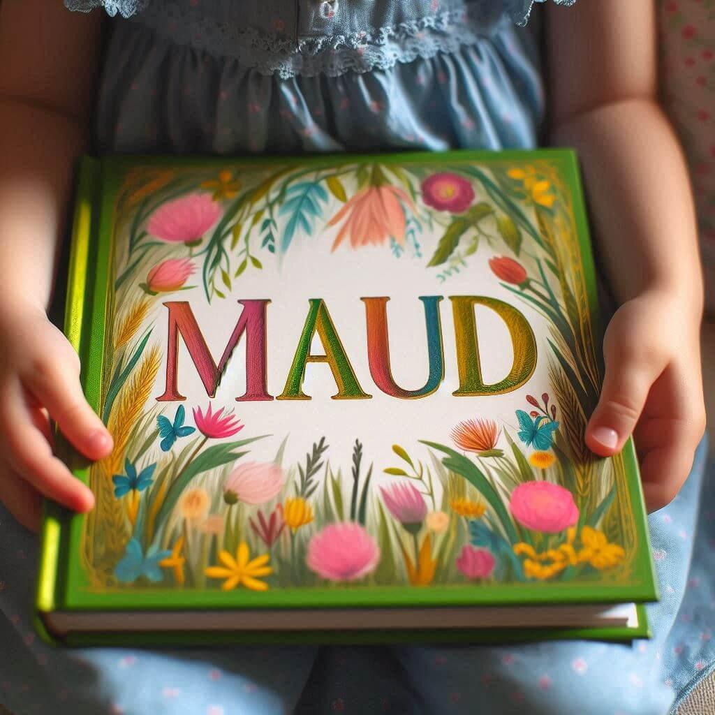 Le prenom maud ecrit sur un livre de conte pour enfant