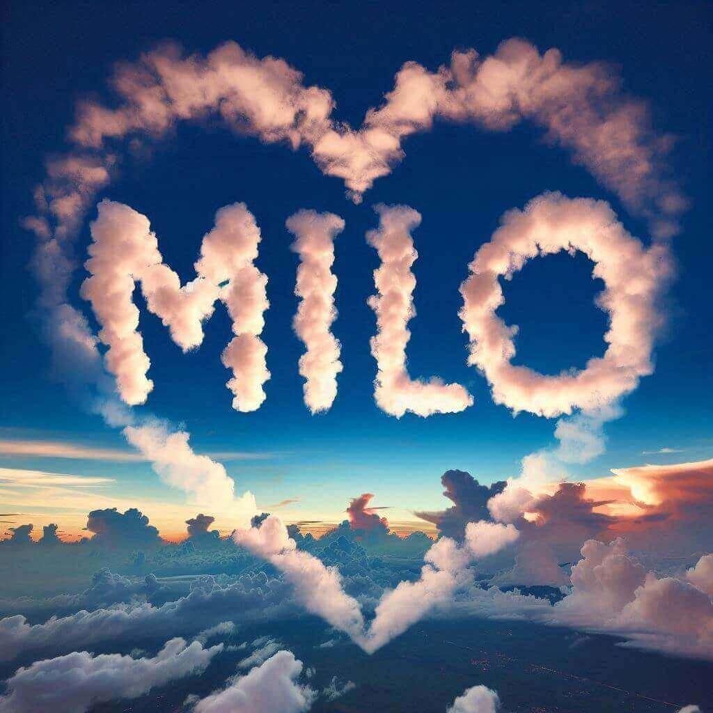 Le prenom milo ecrit avec les nuages dans le ciel