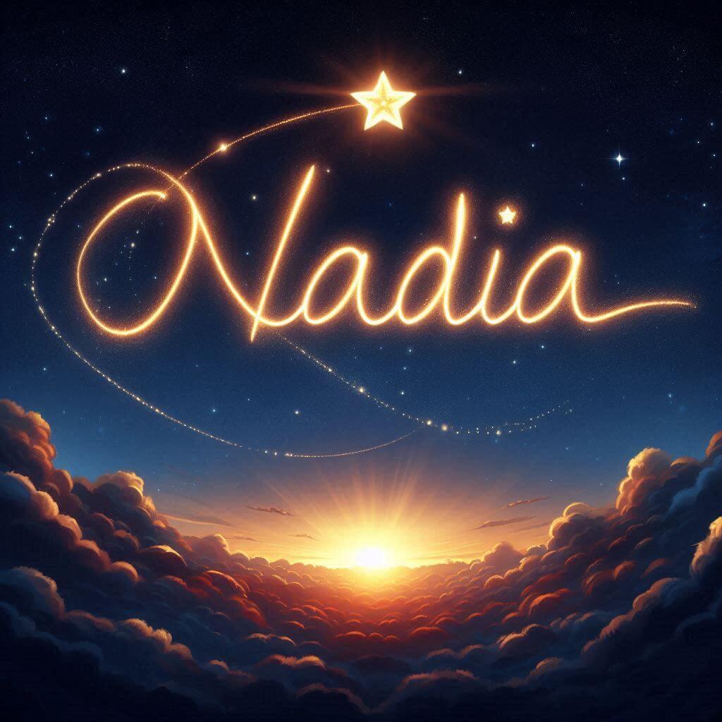 Le prenom nadia ecrit dans le ciel avec une petite etoile allumee 1