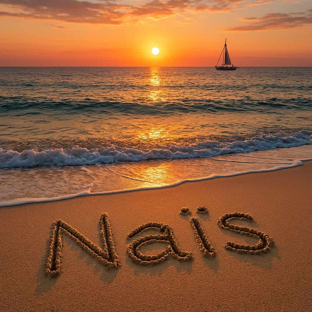 Le prenom nais ecrit dans le sable