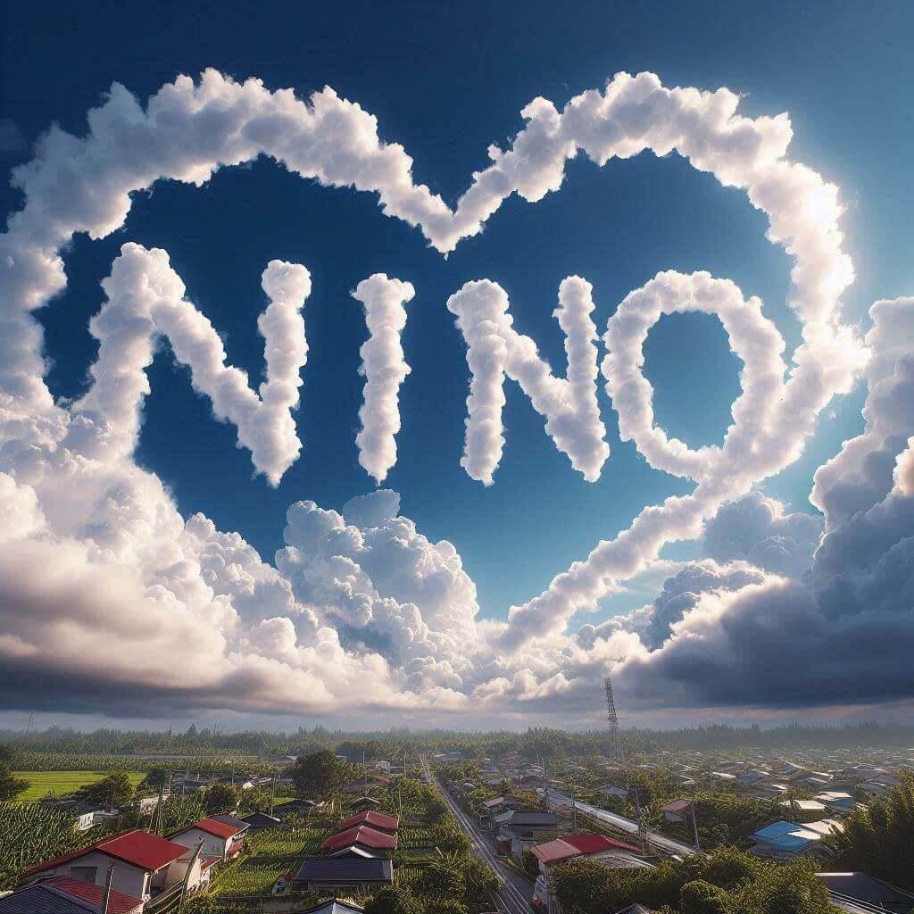 Le prenom nino ecrit avec les nuages dans le ciel