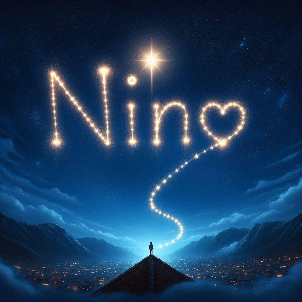 Le prenom nino ecrit joliment dans le ciel