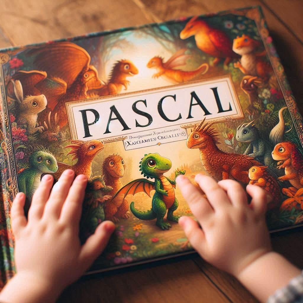 Le prenom pascal ecrit sur un livre de conte pour enfant