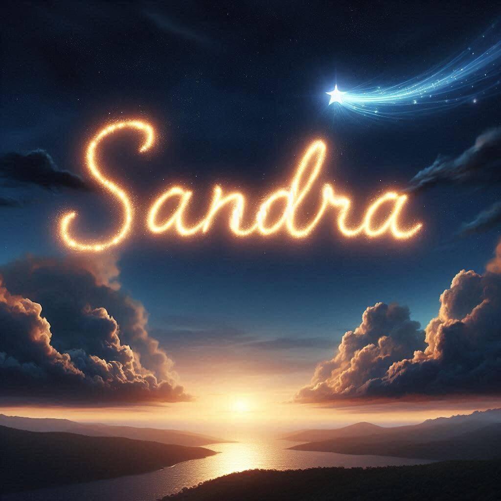 Le prenom sandra ecrit dans le ciel avec une petite etoile allumee 1
