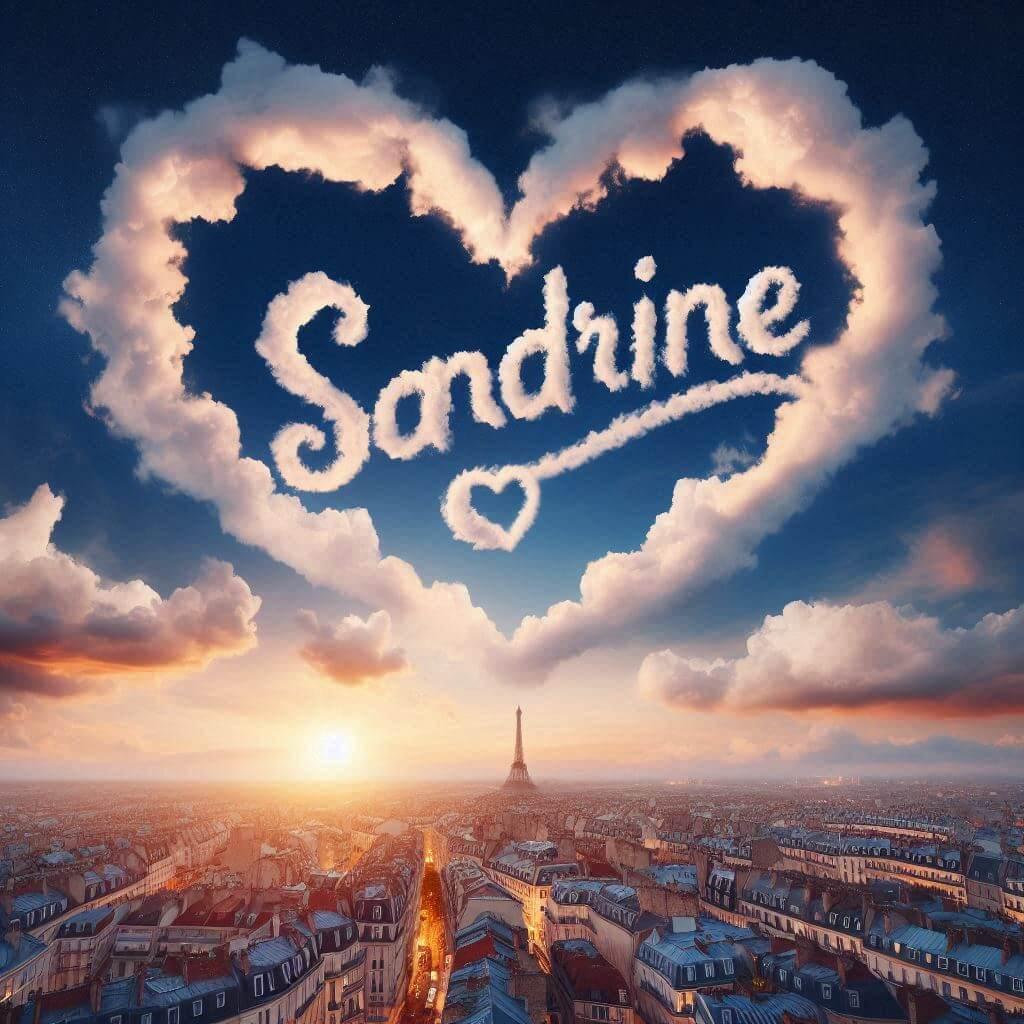 Le prenom sandrine ecrit avec les nuages dans le ciel