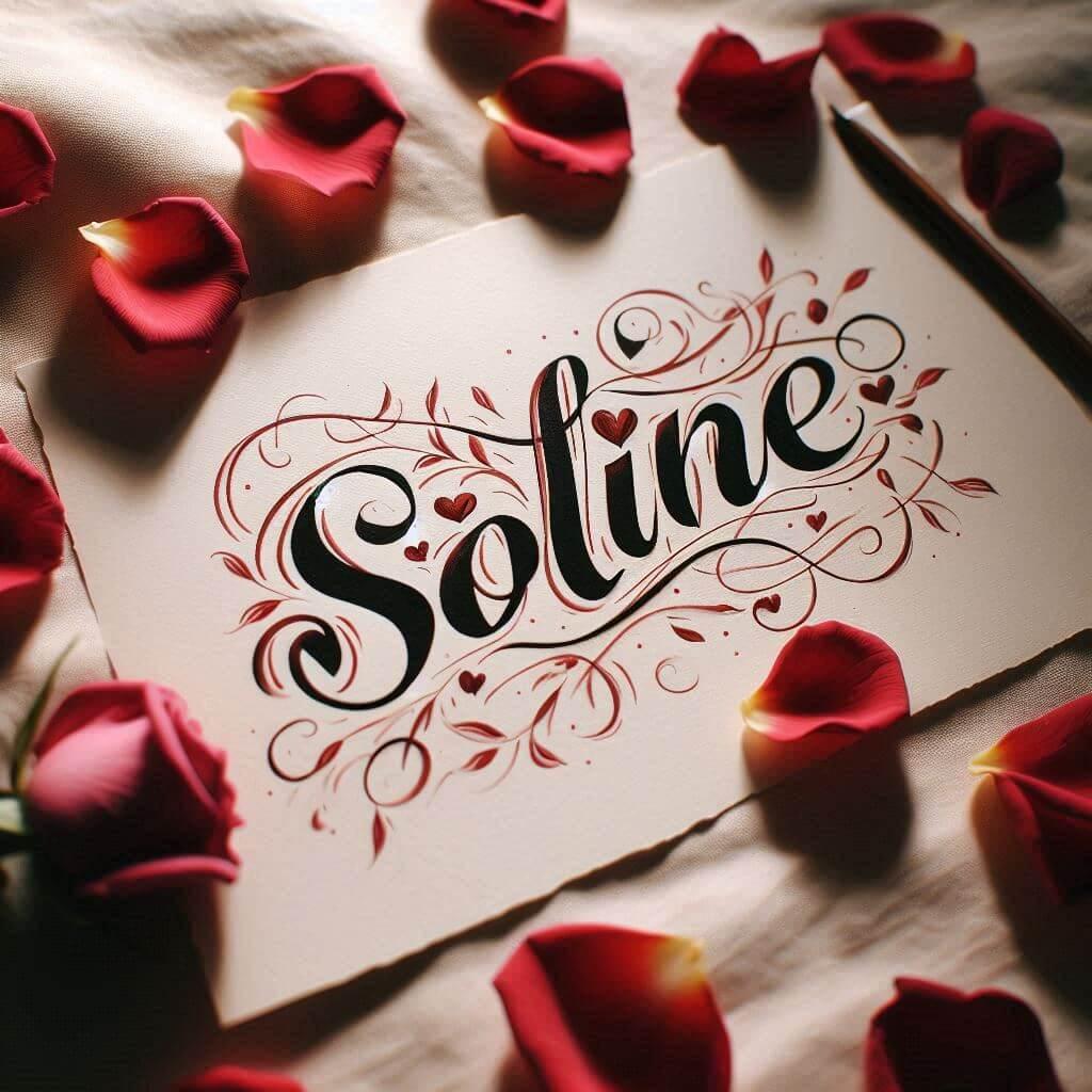 Le prenom soline ecrit en calligraphie sur un papier