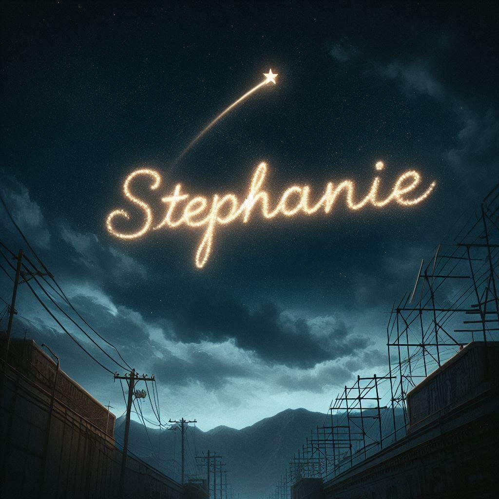 Le prenom stephanie ecrit dans le ciel avec une petite etoile allumee 1