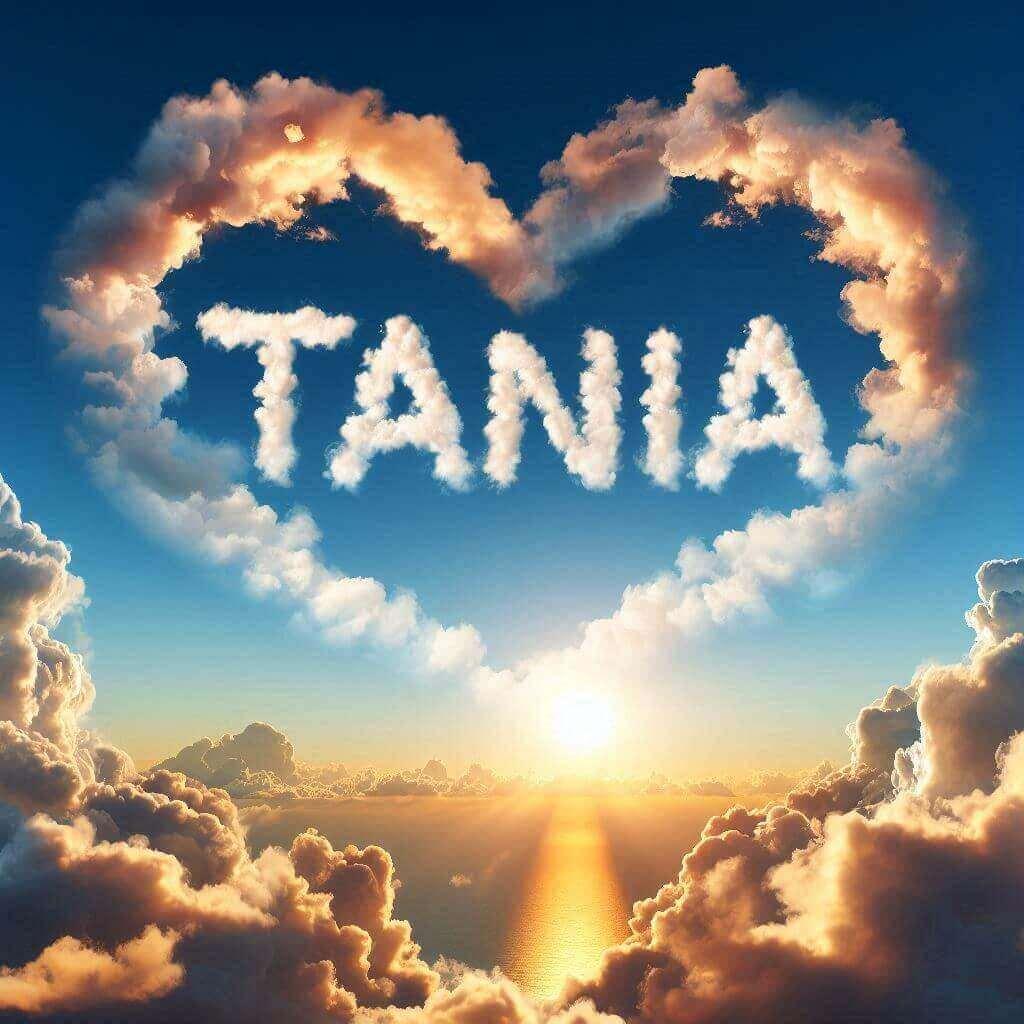Le prenom tania ecrit dans le ciel avec les nuages