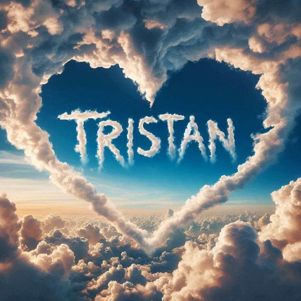 Le prenom tristan ecrit avec les nuages dans le ciel