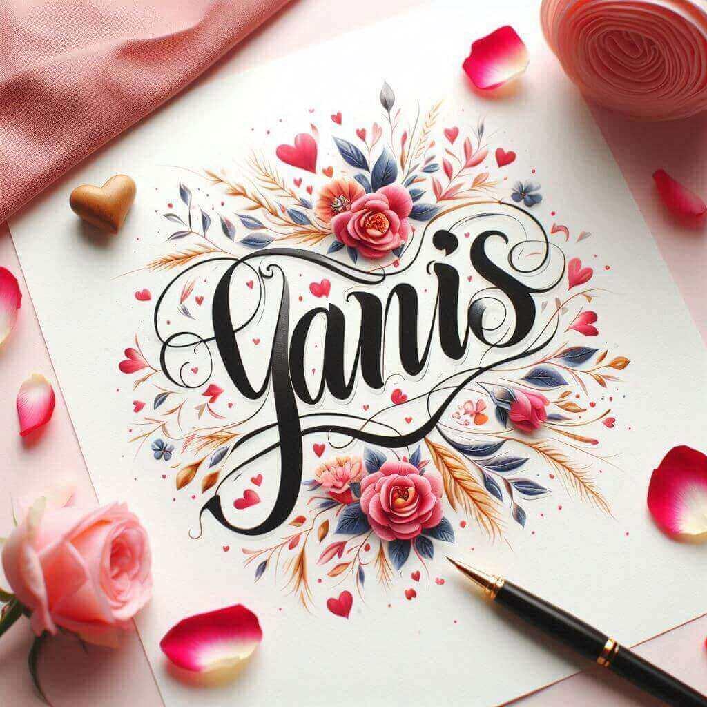 Le prenom yanis en calligraphie amour