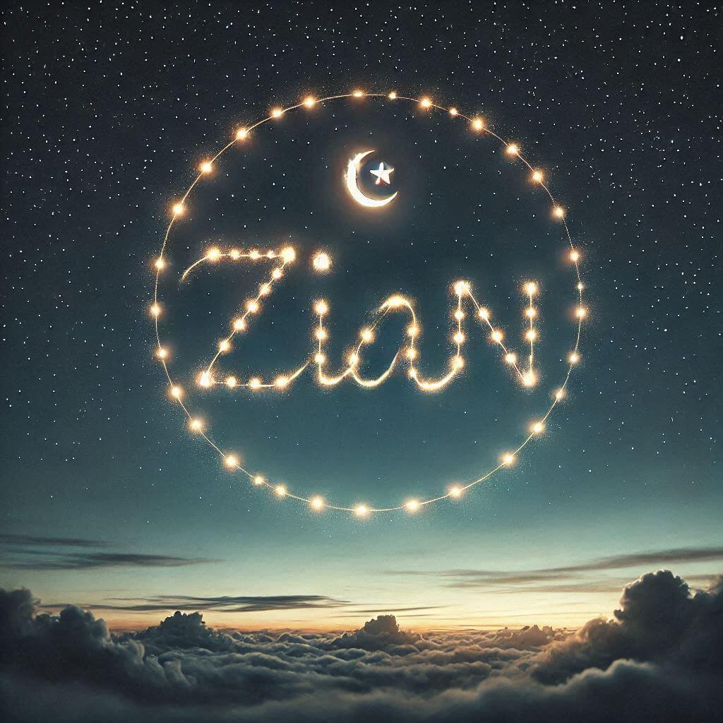 Le prenom zian ecrit dans le ciel avec une petite etoile allumee 1