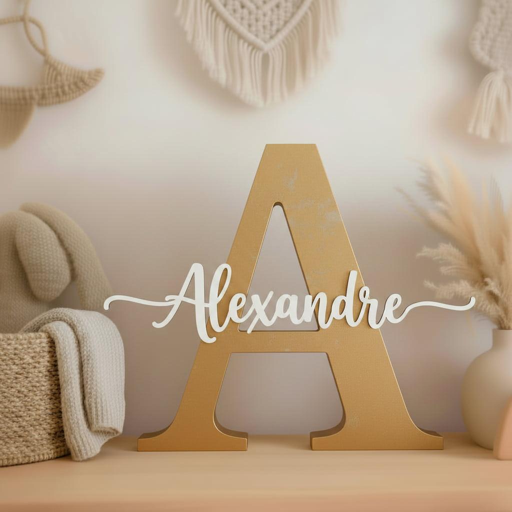 Lettre A décorative personnalisée Alexandre