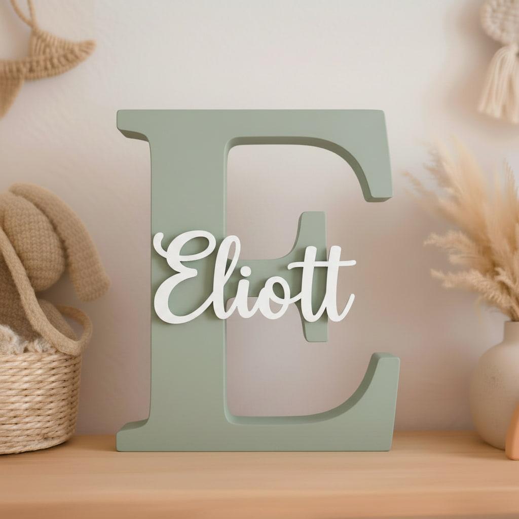 Lettre E personnalisée Eliott en bois