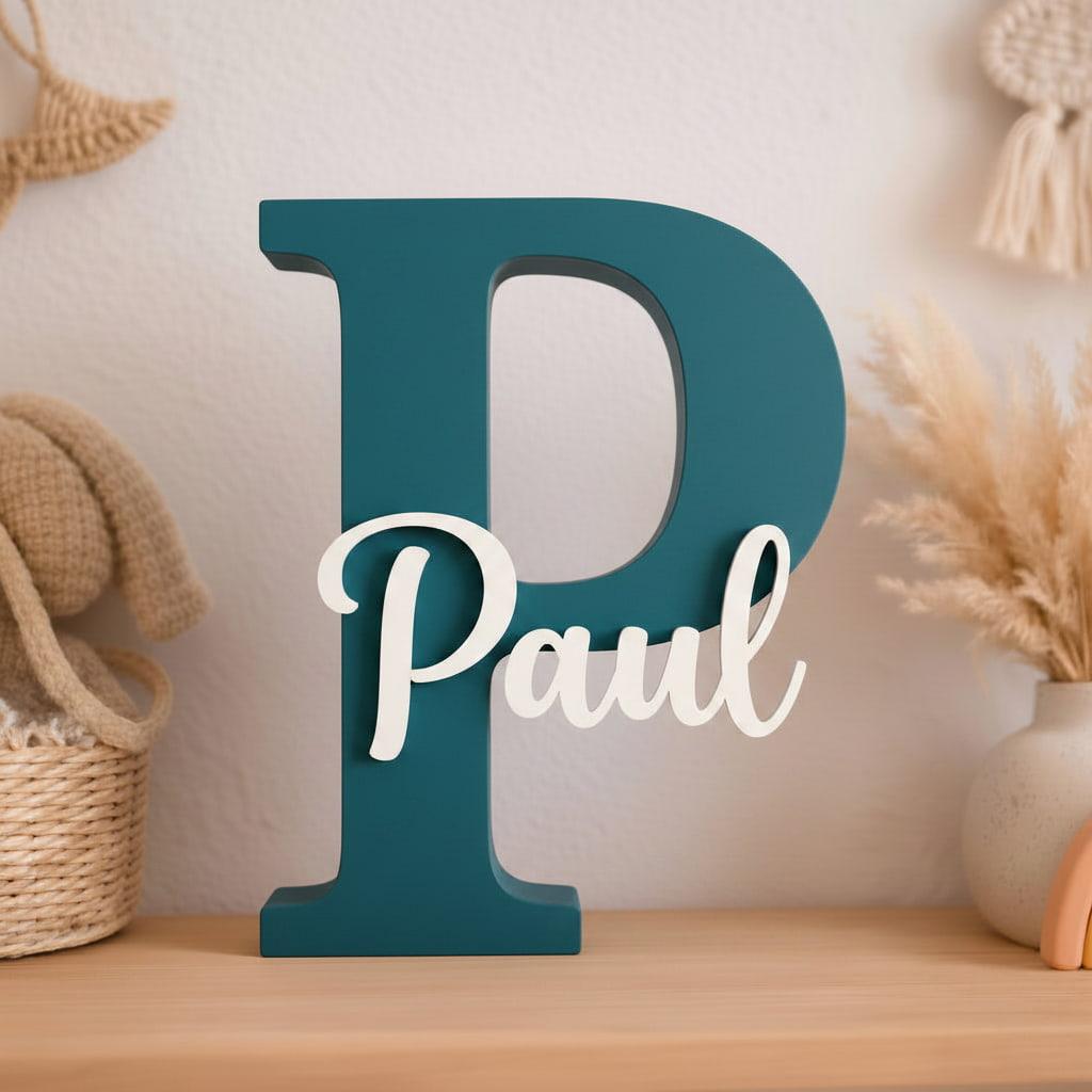 Lettre P décorative personnalisée avec le prénom Paul