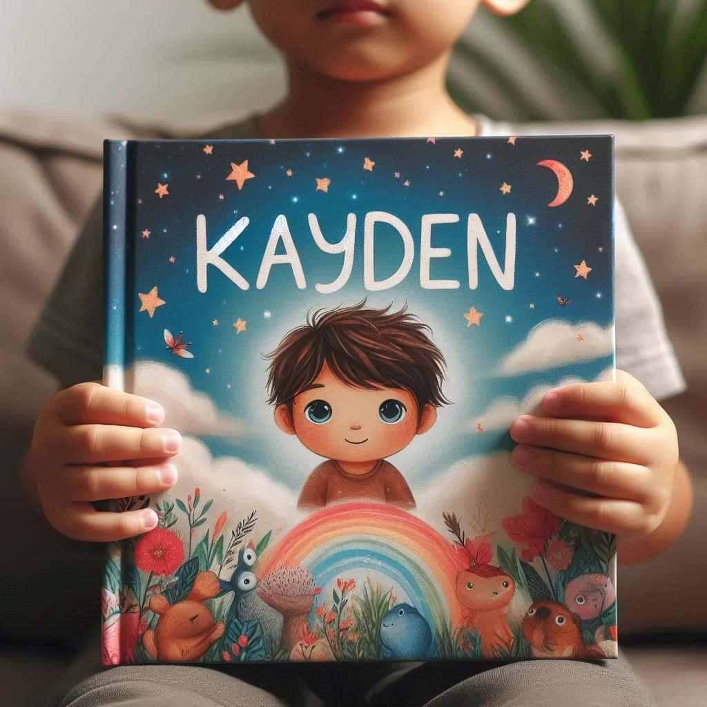 Livre de conte pour enfant personnalise avec le prenom kayden