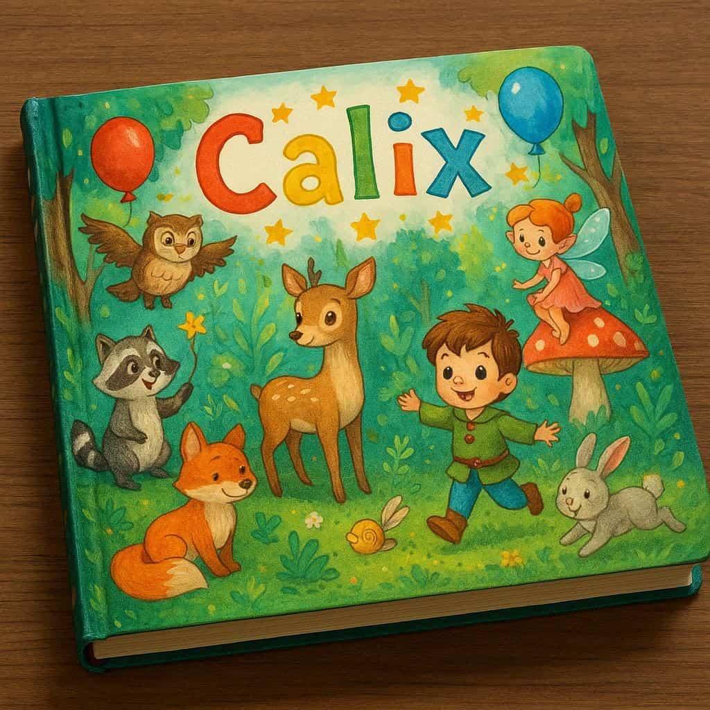 Livre enfant personnalise avec le prenom calix
