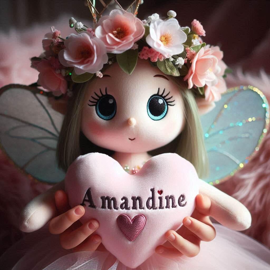 Magnifique peluche fee personnalisee avec le prenom amandine 1