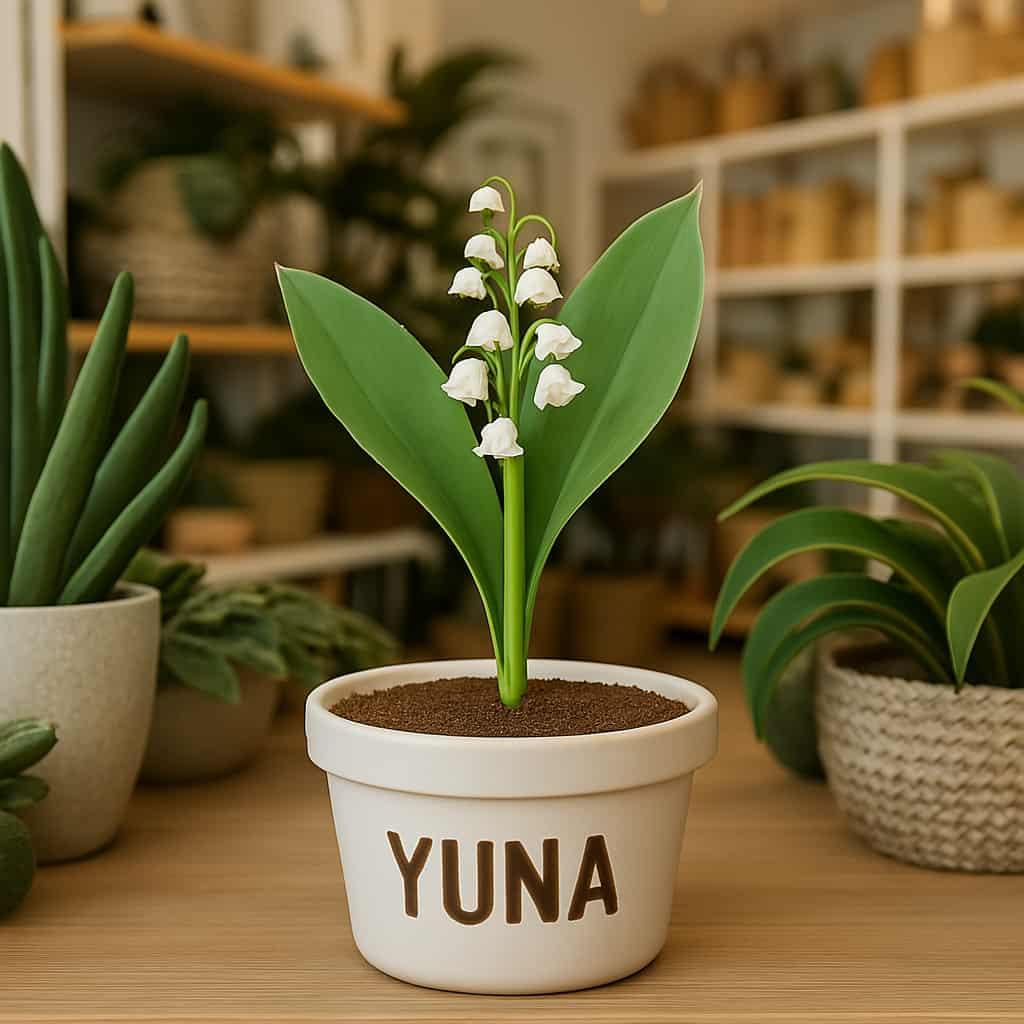 Muguet avec pot personnalise au nom de yuna