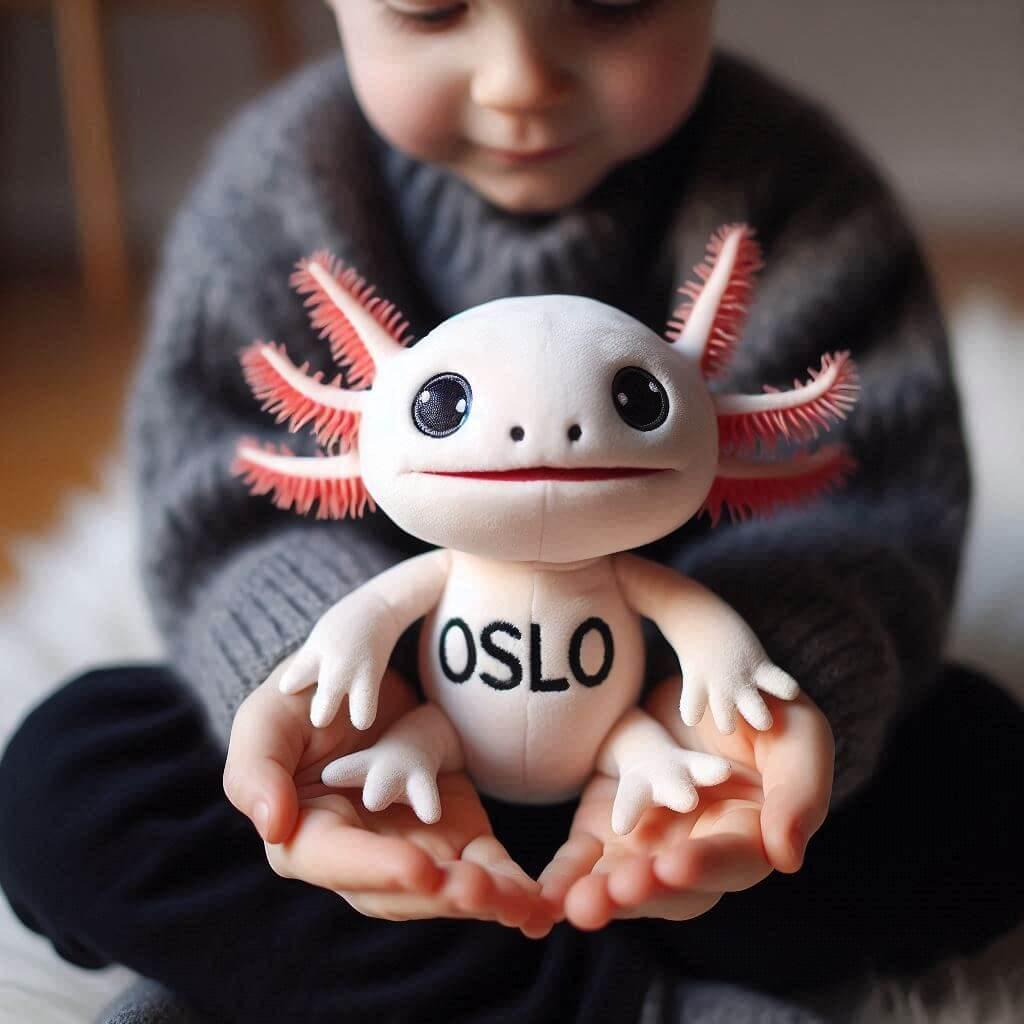 Peluche axolotl avec le prenom oslo