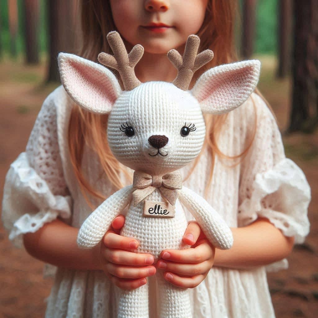 Peluche biche personnalisee avec le prenom ellie