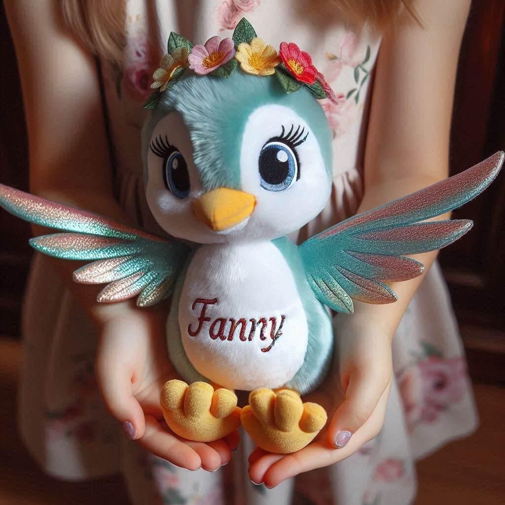 Peluche colibri avec le prenom fanny
