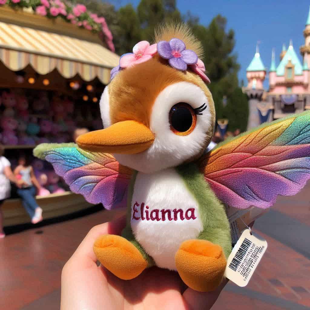 Peluche colibri personnalisee avec le prenom elianna