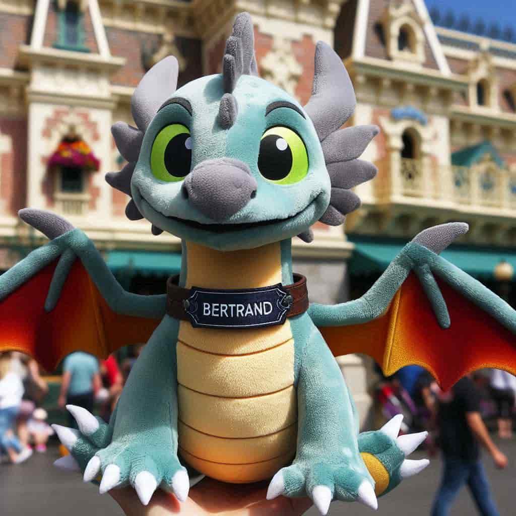 Peluche dragon personnalisee avec le prenom bertrand peluche disney