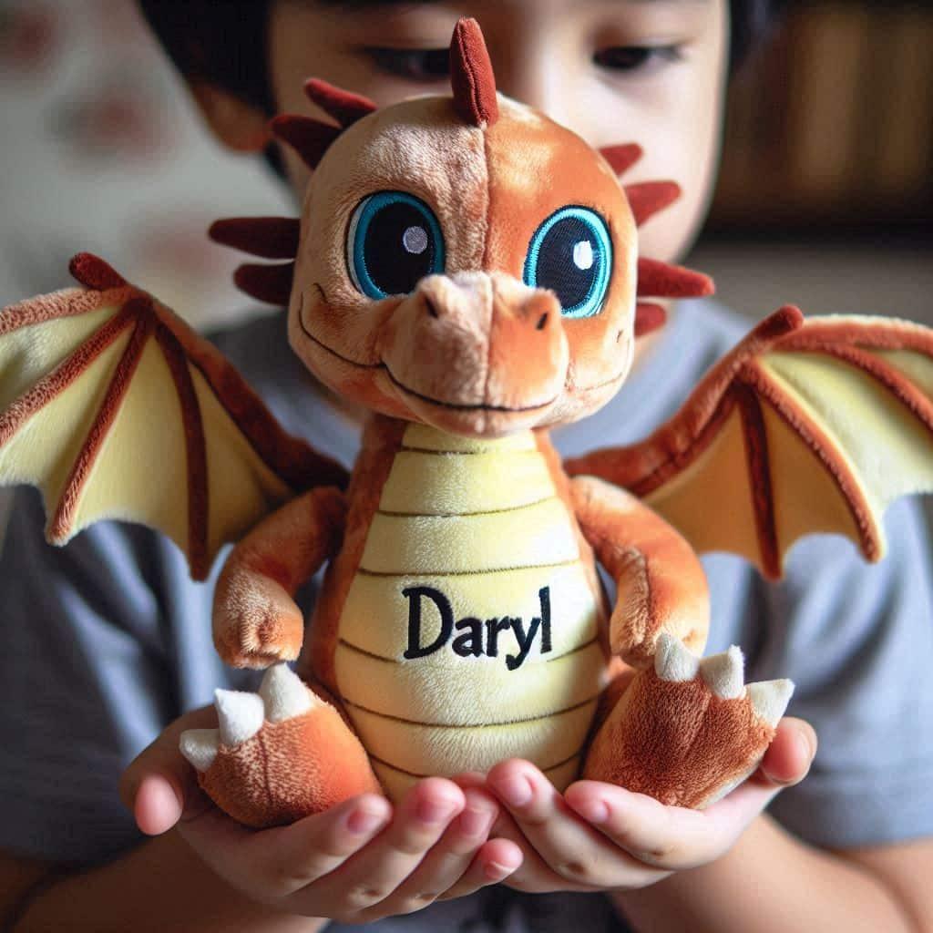 Peluche dragon personnalisee avec le prenom daryl