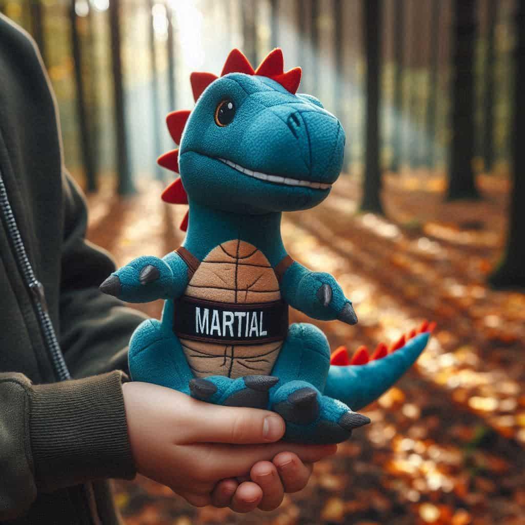 Peluche dragon personnalisee avec le prenom martial