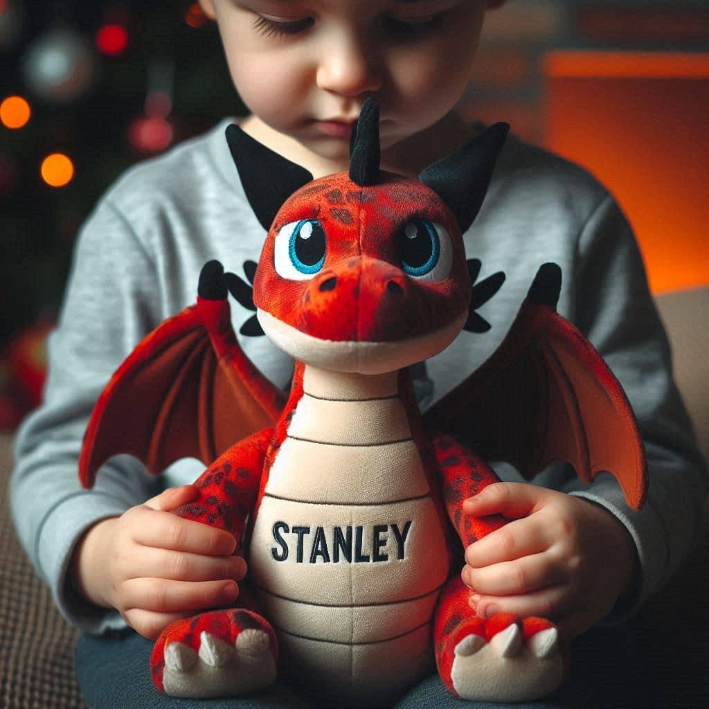 Peluche dragon personnalisee avec le prenom stanley