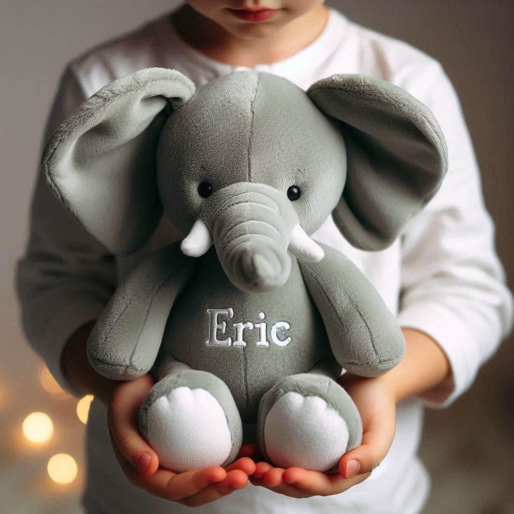 Peluche elephant avec le prenom eric