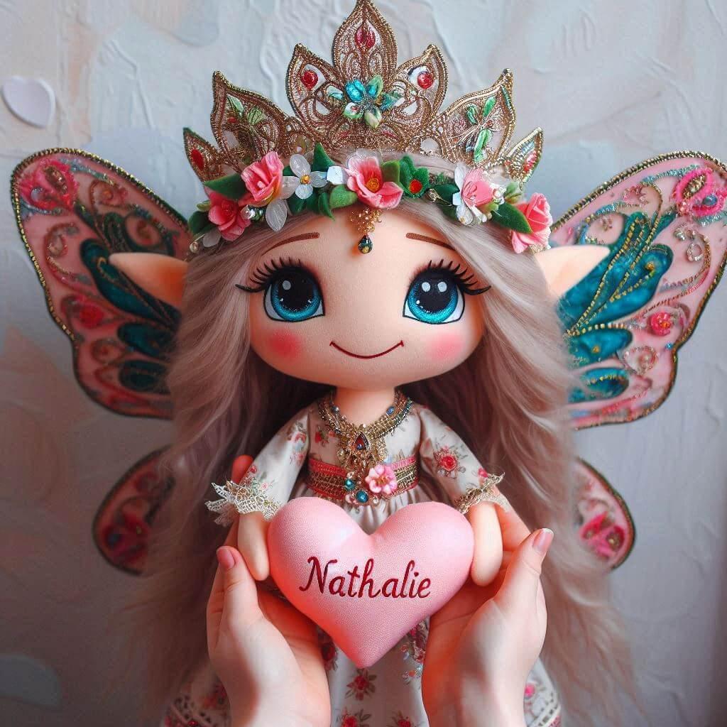 Peluche elfe personnalisee avec le prenom nathalie