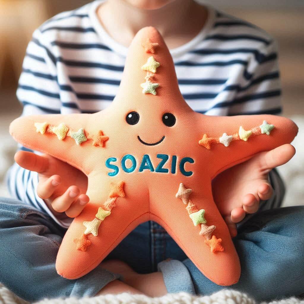 Peluche etoile de mer personnalisee avec le prenom soazic
