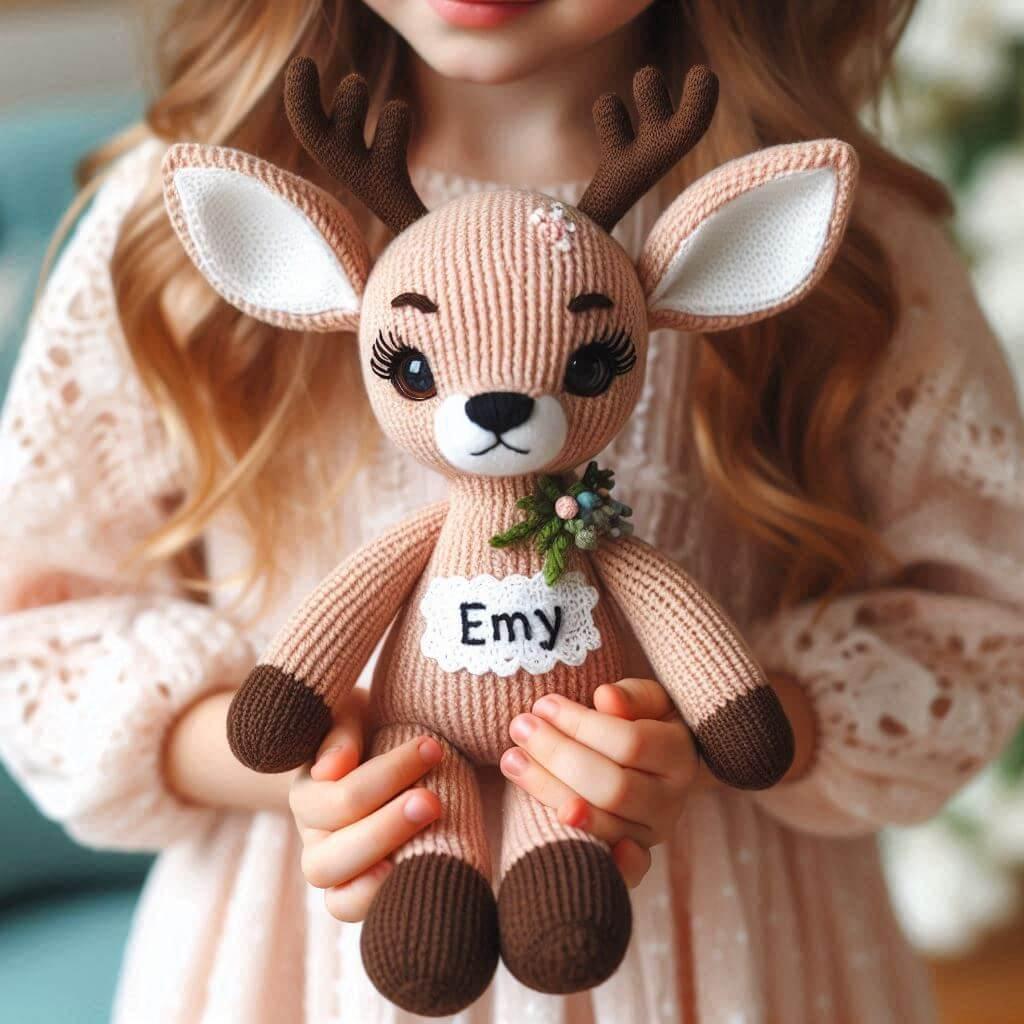 Peluche faon personnalisee avec le prenom emy
