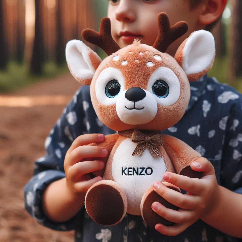 Peluche faon personnalisee avec le prenom kenzo