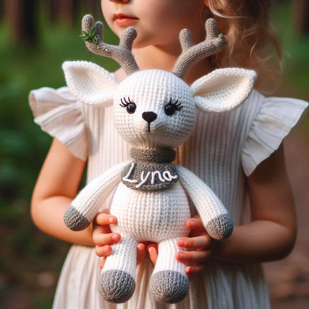 Peluche faon personnalisee avec le prenom lyna