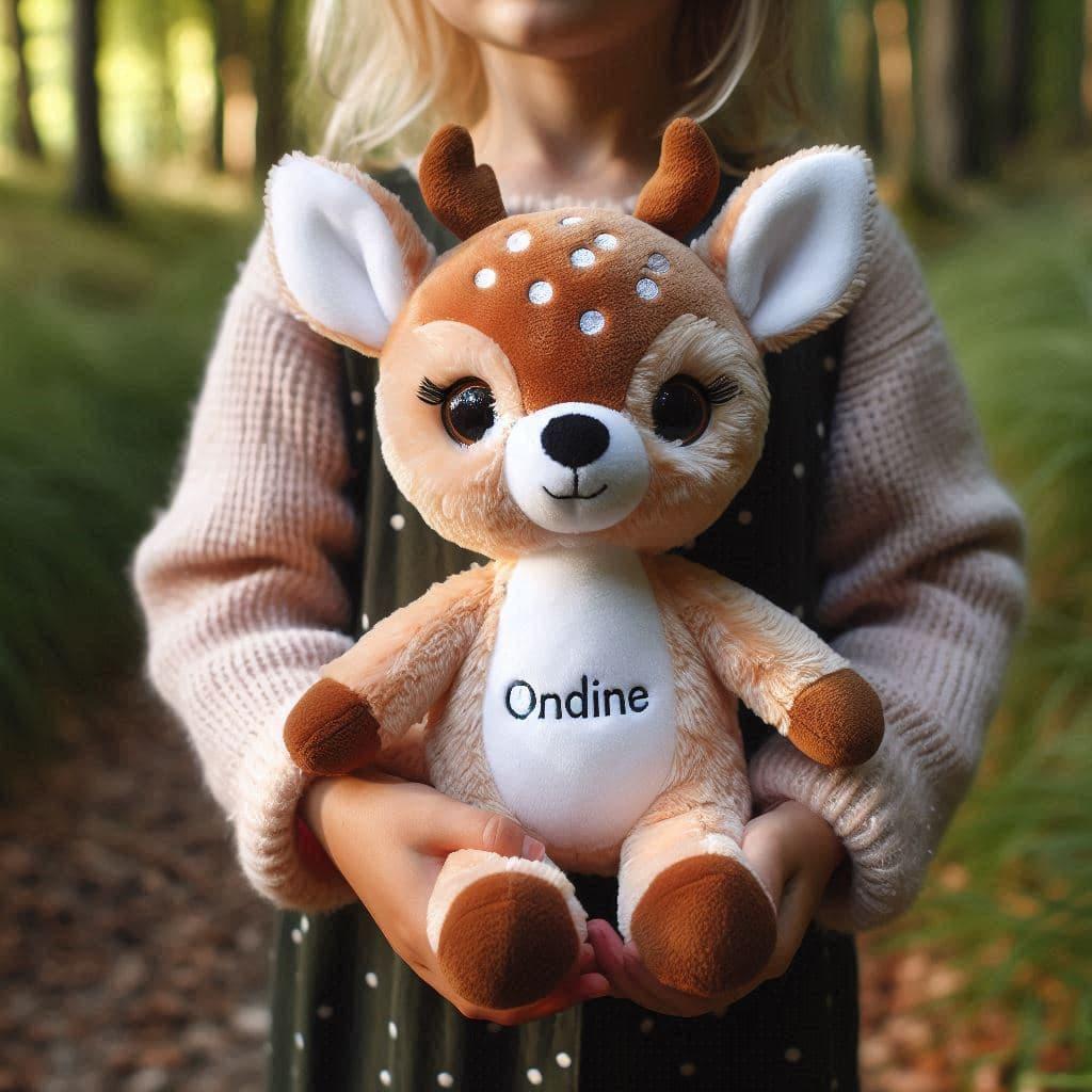Peluche faon personnalisee avec le prenom ondine
