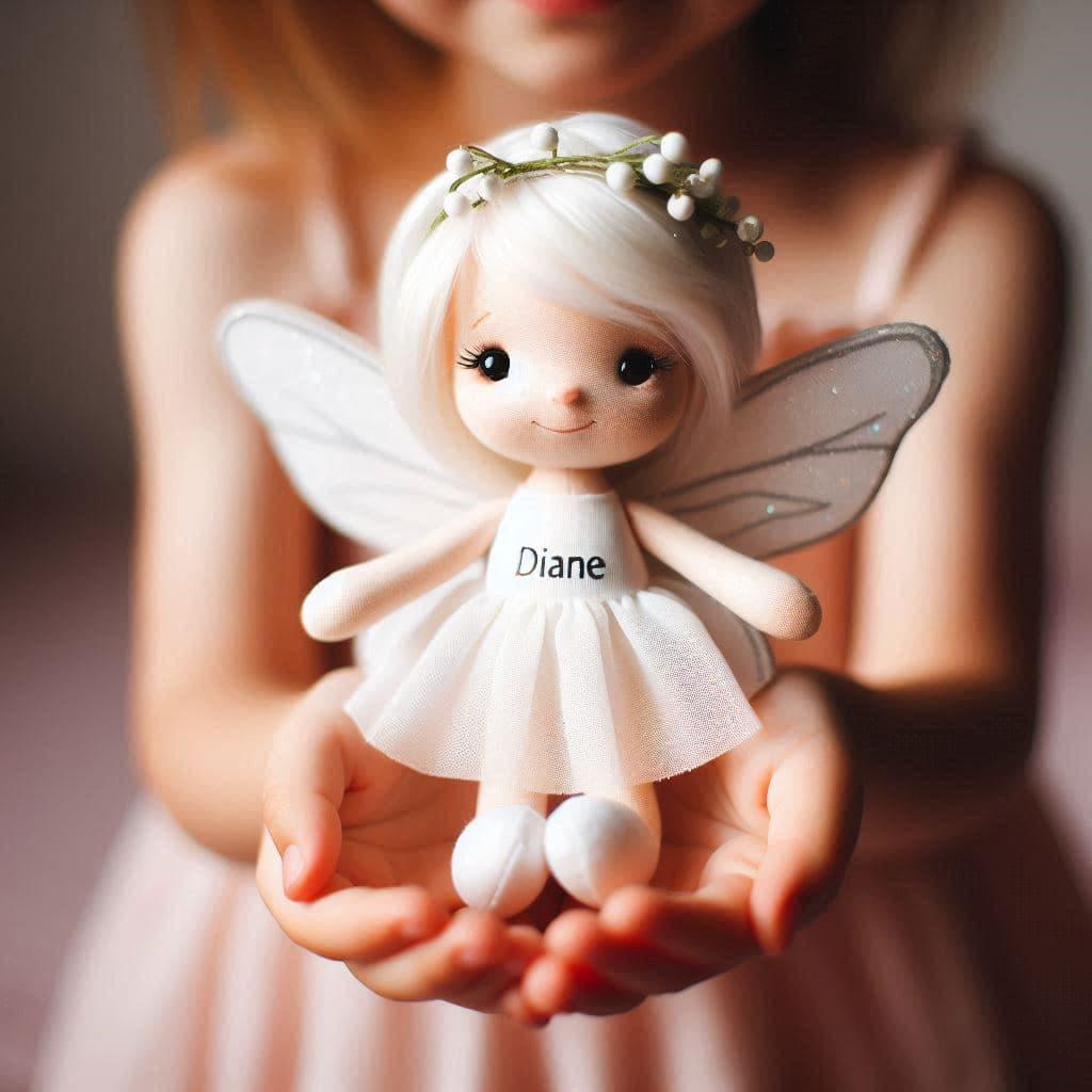 Peluche fee personnalisee avec le prenom diane pour petite fille