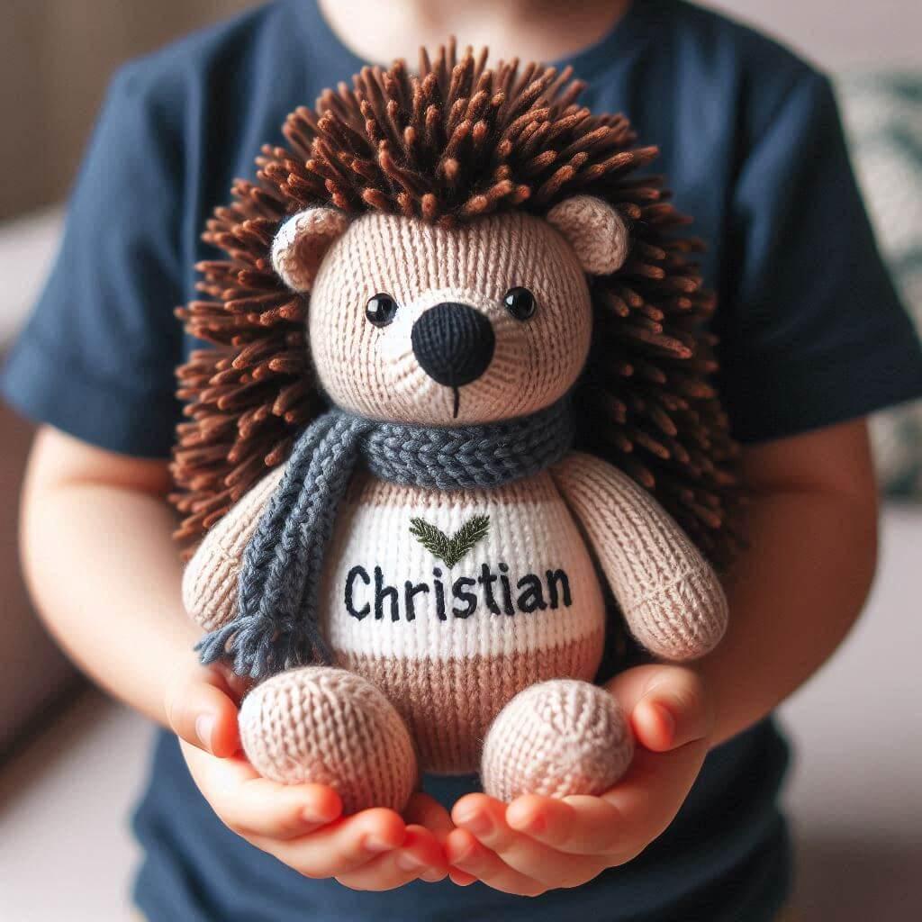 Peluche herisson avec le prenom christian