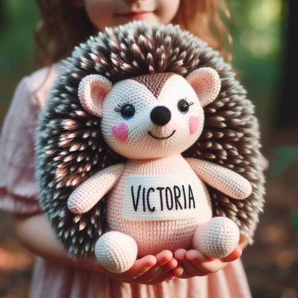 peluche herisson avec le prenom victoria