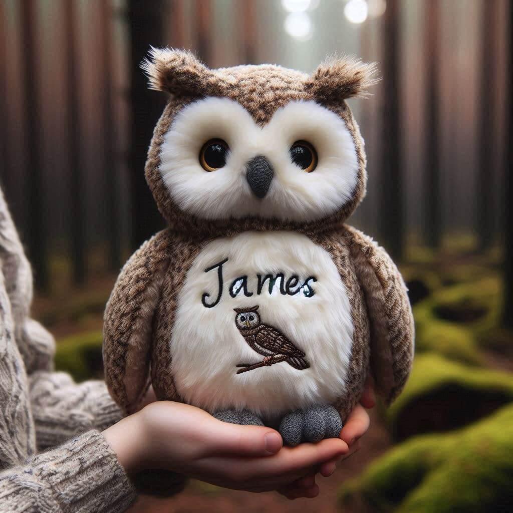 Peluche hibou prenom james