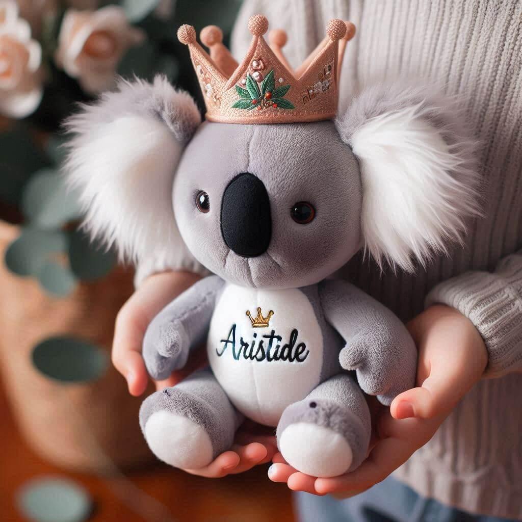 Peluche koala personnalisee avec le prenom aristide