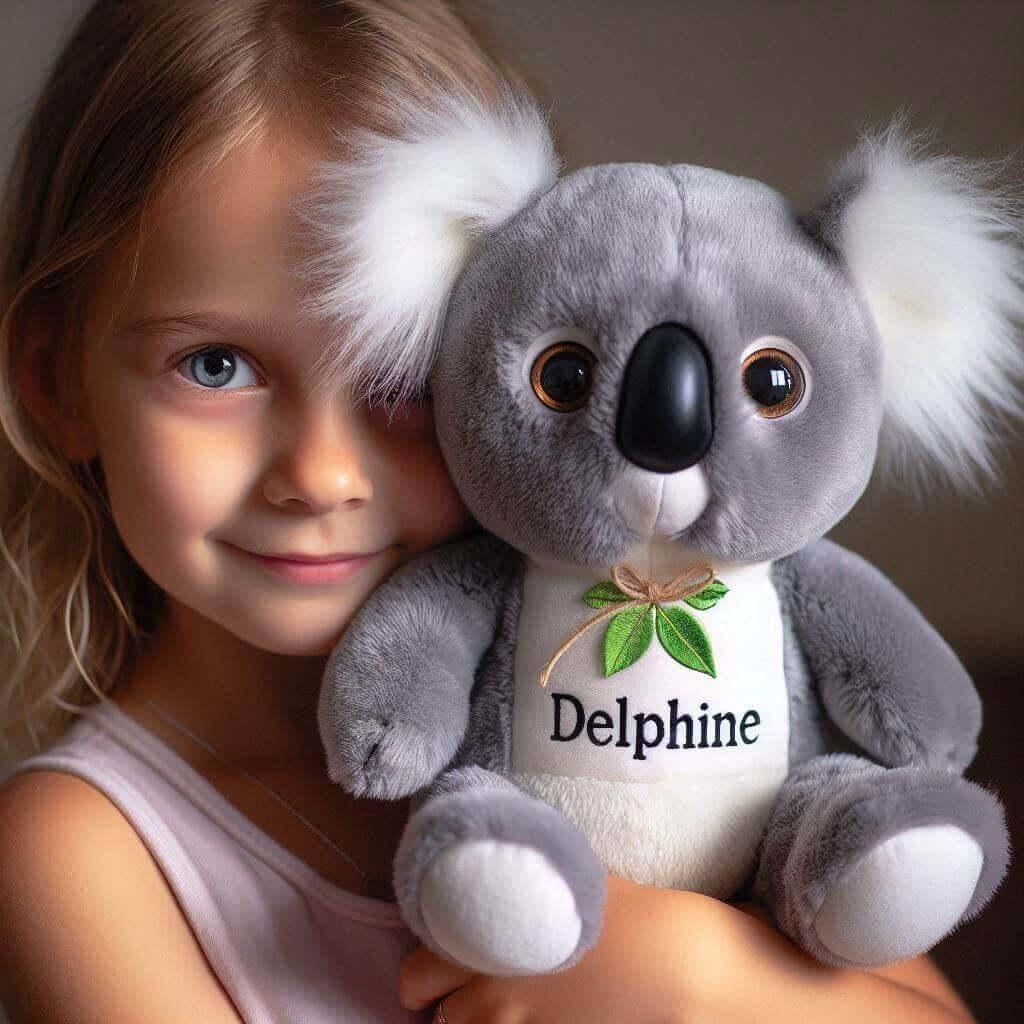Peluche koala personnalisee avec le prenom delphine