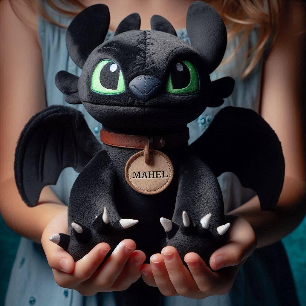 Peluche krokmou avec le prenom mahel