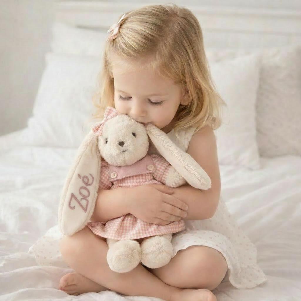 Peluche lapin brodée avec le prénom Zoé