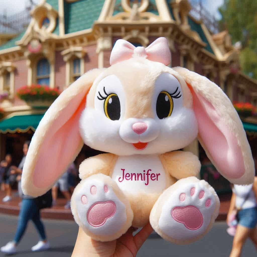 Peluche lapin disney personnalise avec le prenom jennifer a disneyland