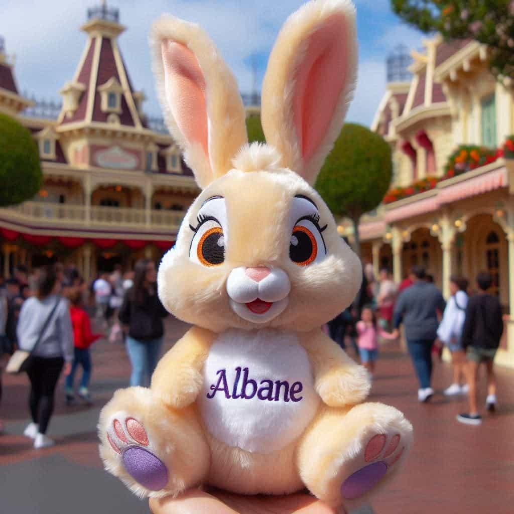 Peluche lapin personnalisee avec le prenom albane a disneyland